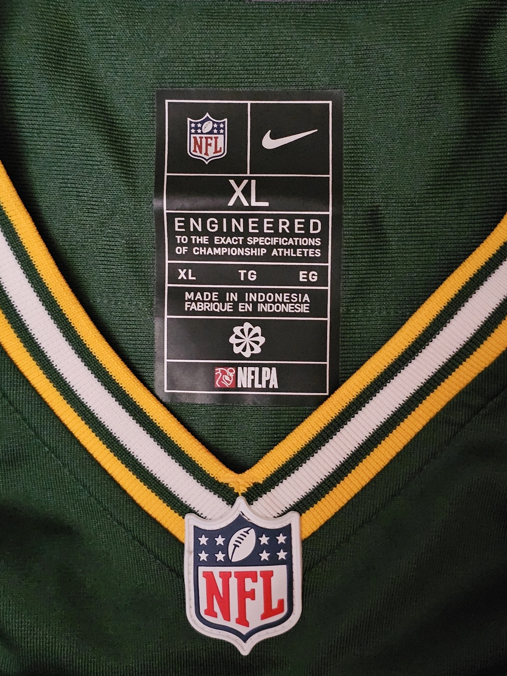 Nike Green and Yellow NFL Engineered V-Neck Jersey Love 10 XL Women's